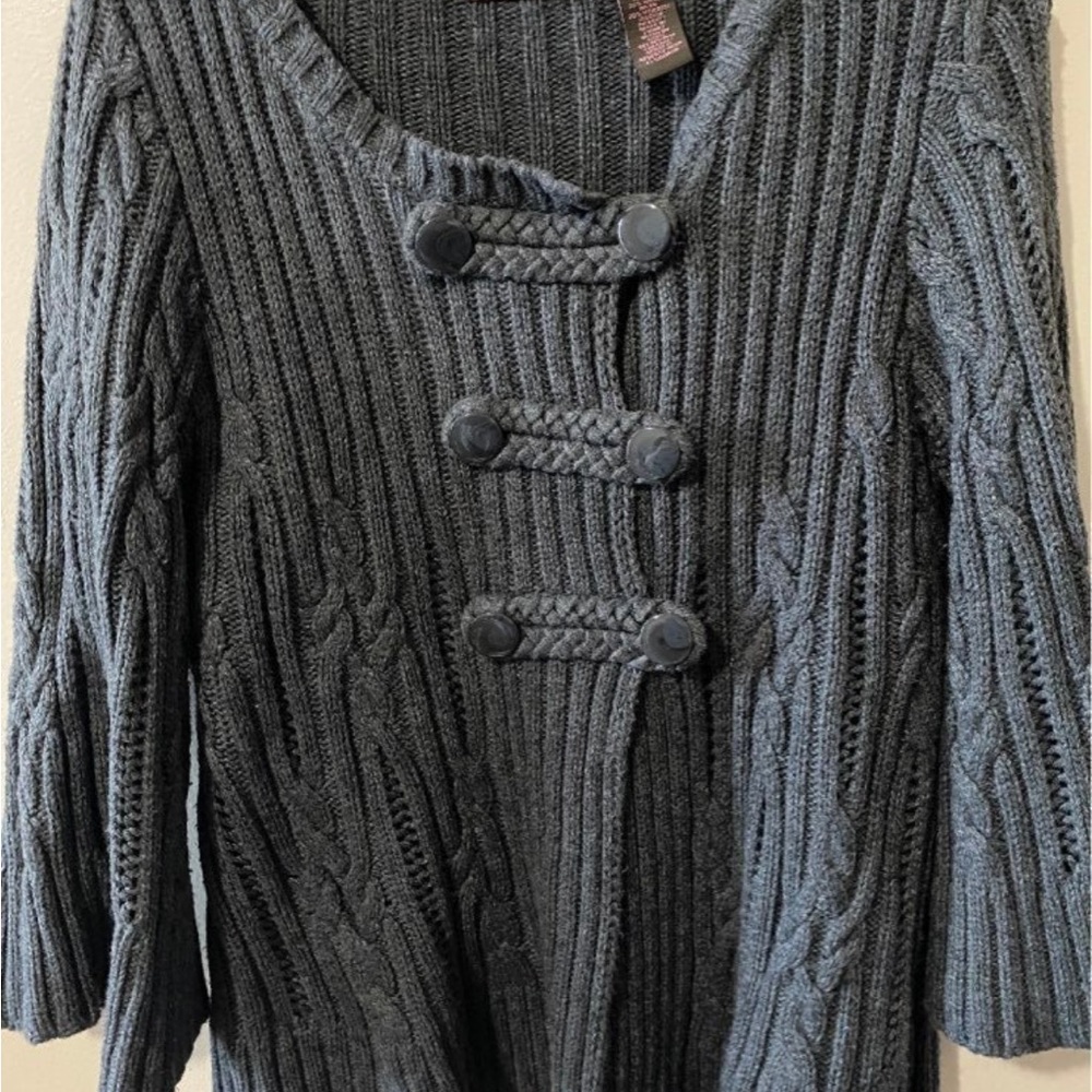 Heather Charcoal Cable Knit Cardigan